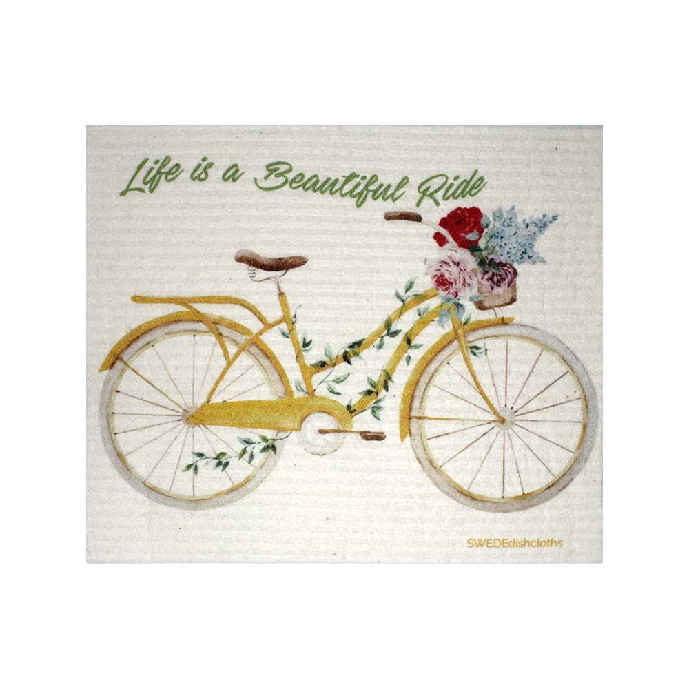 Swedish Dishcloths "Beautiful Life Bike" One Dishcloth | ECO Friendly Reusable Absorbent Cleaning Cloth - SWEDEdishcloths.com