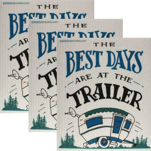Swedish Dishcloths Best Days at the Trailer Set of 3 cloths Eco Friendly Absorbent Cleaning Cloth - SWEDEdishcloths.com