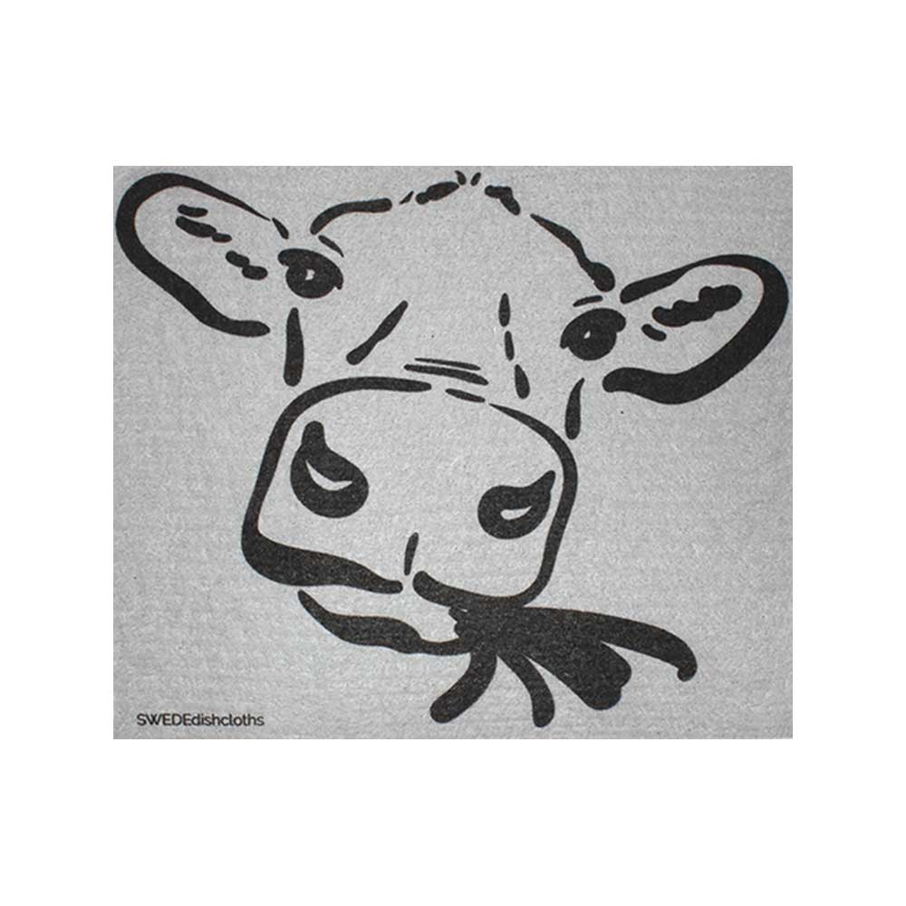 Swedish Dishcloths "Cow Silhouette on Gray" One Dishcloth | ECO Friendly Reusable Absorbent Cleaning Cloth - SWEDEdishcloths.com