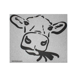 Swedish Dishcloths "Cow Silhouette on Gray" One Dishcloth | ECO Friendly Reusable Absorbent Cleaning Cloth - SWEDEdishcloths.com