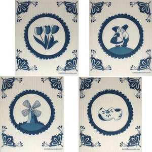 Swedish Dishcloths Dutch Designs Set of 4 cloths (one of each design) Eco Friendly Absorbent Cleaning Cloth - SWEDEdishcloths.com