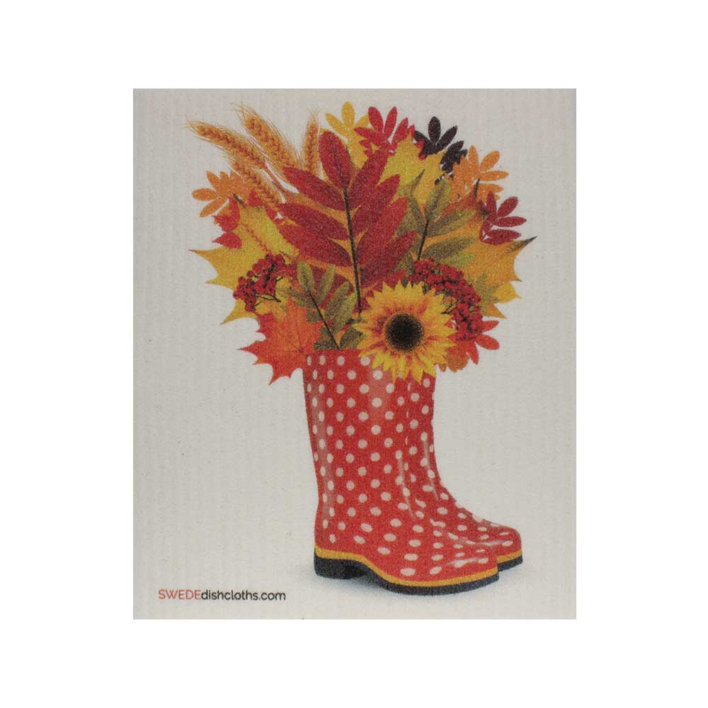 Swedish Dishcloths "Fall Boots" One Dishcloth | ECO Friendly Reusable Absorbent Cleaning Cloth - SWEDEdishcloths.com