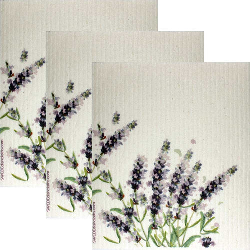 Swedish Dishcloths Lavender Flowers Set of 3 cloths Eco Friendly Absorbent Cleaning Cloth - SWEDEdishcloths.com