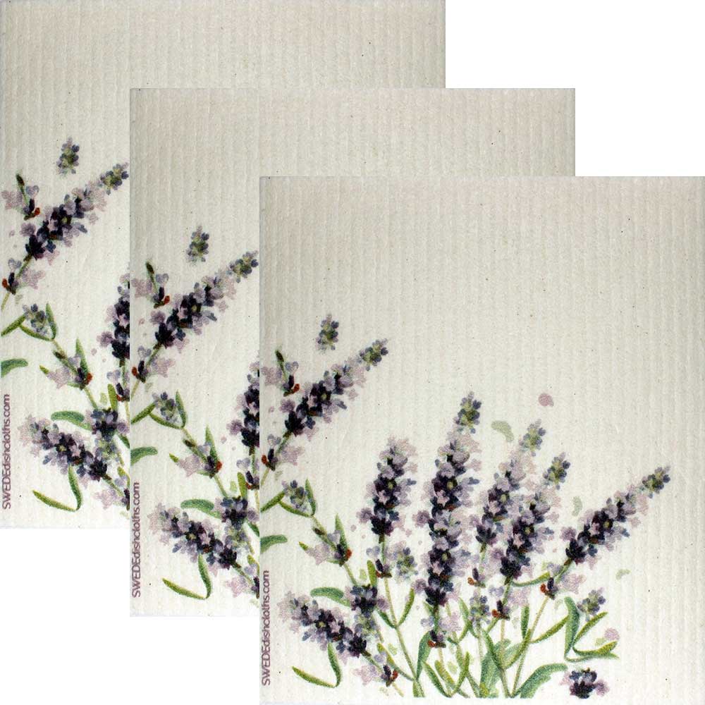 Swedish Dishcloths Lavender Flowers Set of 3 cloths Eco Friendly Absorbent Cleaning Cloth - SWEDEdishcloths.com