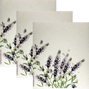 Swedish Dishcloths Lavender Flowers Set of 3 cloths Eco Friendly Absorbent Cleaning Cloth - SWEDEdishcloths.com
