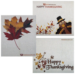 Thanksgiving Trio Set of 3 each Swedish Dishcloths | ECO Friendly Absorbent Cleaning Cloth | Reusable Cleaning Wipes - SWEDEdishcloths.com