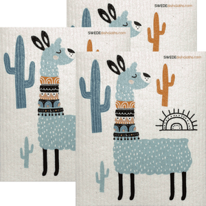 Turquoise Llama Set of 3 Swedish Dishcloths - SWEDEdishcloths.com