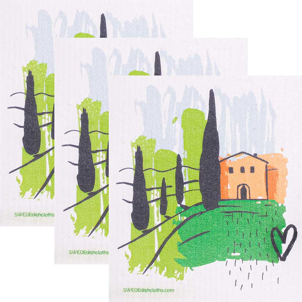Tuscany Home Set of 3 Swedish Dishcloths ECO Absorbent Cleaning Cloths - SWEDEdishcloths.com