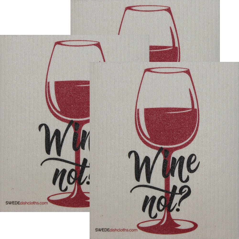 Wine Not? Set of 3 each Swedish Dishcloths | ECO Friendly Absorbent Cleaning Cloth | Reusable Cleaning Wipes - SWEDEdishcloths.com