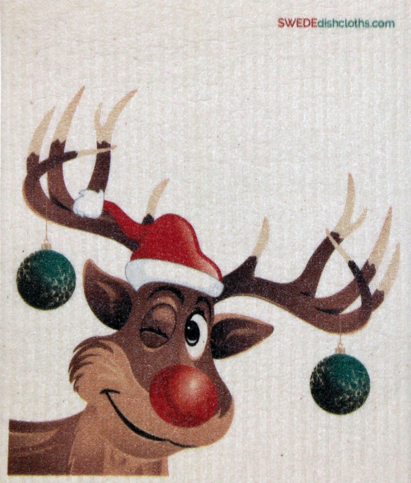 Winking Reindeer One cloth Swedish Dishcloths | ECO Friendly Absorbent Cleaning Cloth - SWEDEdishcloths.com